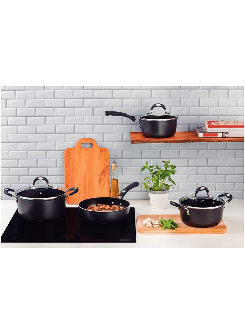 TRAMONTINA Monaco Induction 7 Pieces Black Aluminum Cookware Set with Interior and Exterior Starflon Premium PFOA Free Nonstick Coating - Image 4